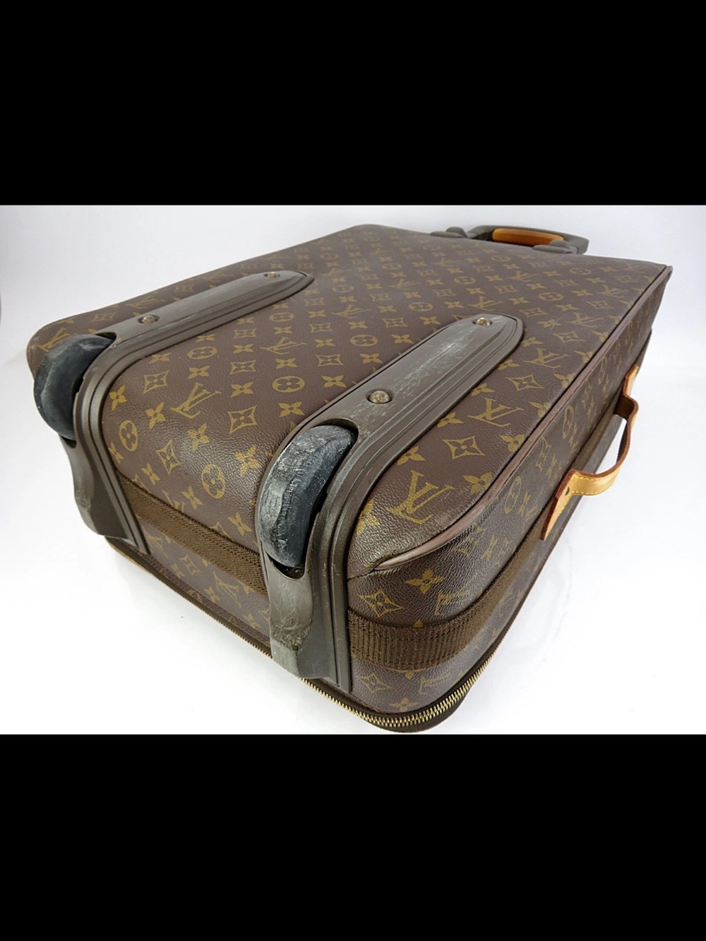 Louis Vuitton Brown Monogram Carry-On Suitcase with Leather Trim - Picture 8 of 16